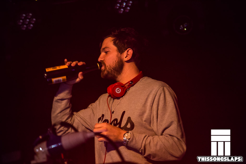 dillon enjoying some buckfast on stage.